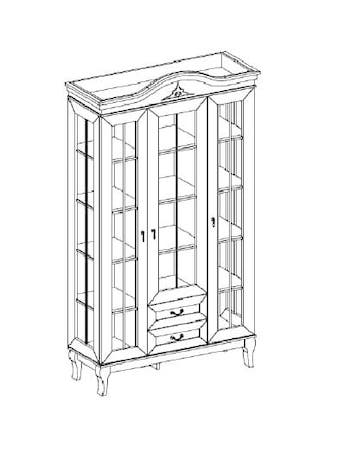 Шкаф-витрина Стефани ,трехдверный ,дуб золотой  